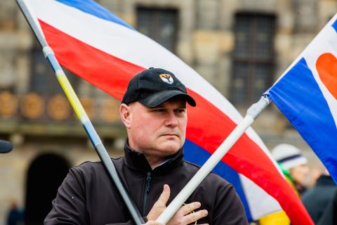 der ehemalige Bobprofi Arend Glas an einer Demonstration
