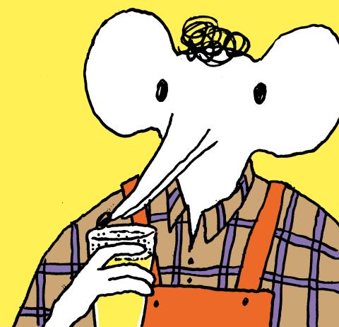 Illustration: ein Tier als Bierbrauer, welches ein Glas Bier in der Hand hält