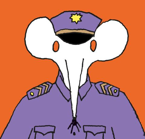 Illustration: ein Tier als Polizistin in Uniform