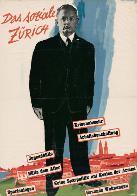 Plakat der SP mit dem damaligen Stadtpräsidenten Emil Klöti