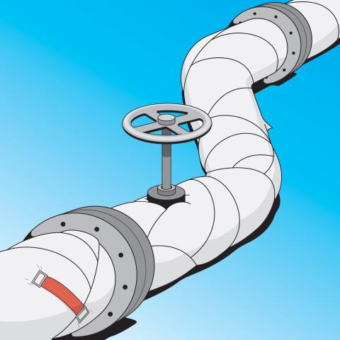 Illustration: notdürftig reparierte Pipeline