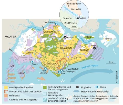 Karte des Staatsgebiet von Singapur