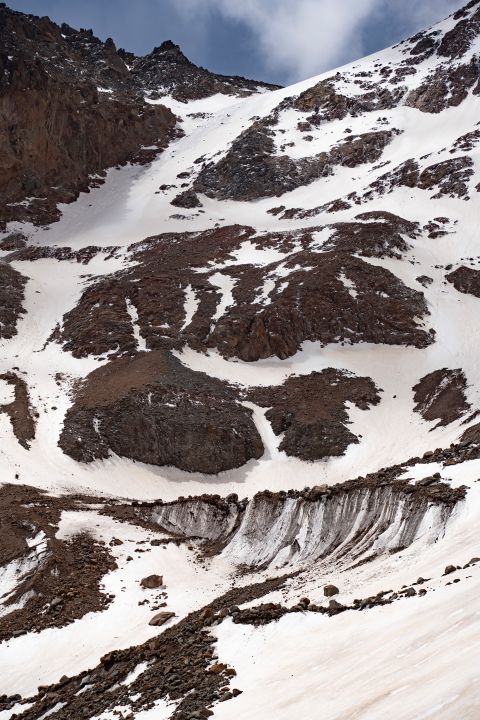 Gletscher an den Hängen des 4811 Meter hohen Vulkans Sabalan
