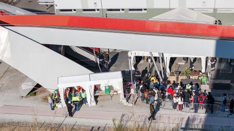 Ankommende Ukrainer:innen im März 2022 beim Bundesasylzentrum in Zürich