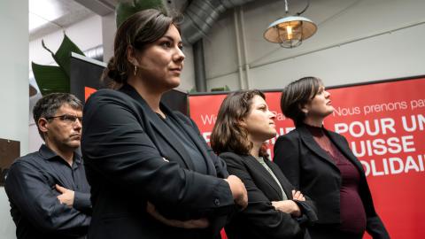 SP-Nationalrätinnen Samira Marti, Mattea Meyer und Sarah Wyss