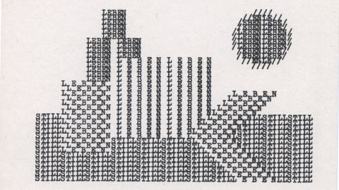Grafik «Stillleben» von Ruth Wolf-Rehfeldt, bestehend aus Schreibmaschinenbuchstaben