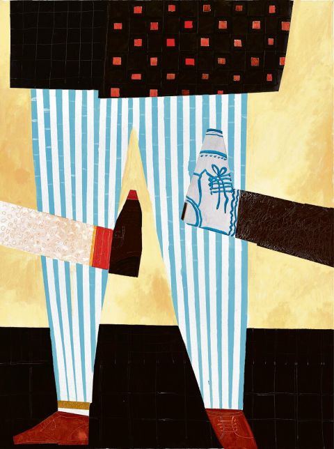 Stephan Grunenberg, Gimme five (Gude), 2024, Acryl auf Leinwand, 160 × 120 cm