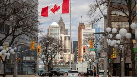 Blick von Windsor hinüber nach Detroit