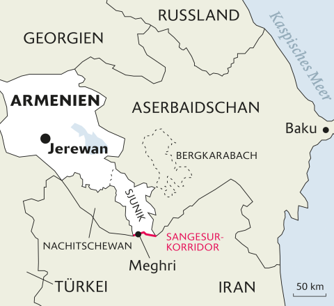Karte von Armenien und Umgebung