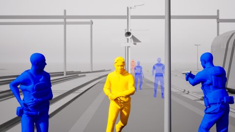 Computervisualisierung der Situation am Bahnhof, wo die Polizei Roger «Nzoy» Wilhelm erschoss