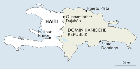 Karte von Haiti und der Dominikanischen Republik