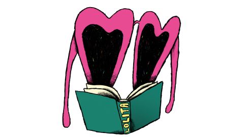 Illustration von Luigi Olivadoti: zwei Herzen lesen in einem Buch