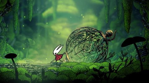 Screenshot aus dem Computerspiel «Hollow Knight: Silksong»: Heldin Hornet unterwegs