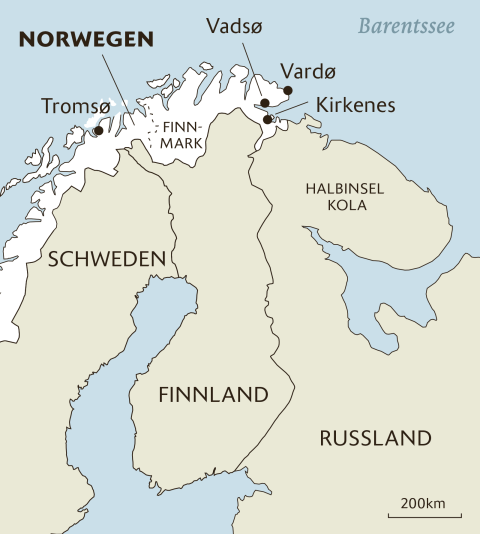 Karte von Norwegens Norden und Nachbarländern
