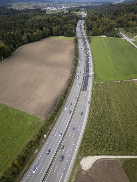 Autobahnabschnitt Wankdorf–Schönbühl aus der Vogelperspektive