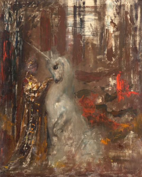 Gemälde «Frau und Einhorn» von Gustave Moreau