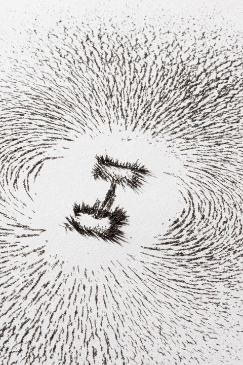 Eisenspäne, welche durch ein Magnetfeld angeordnet werden