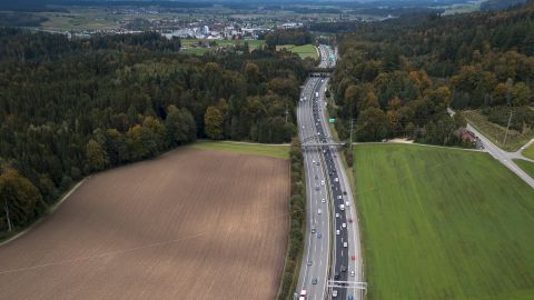 Autobahnabschnitt Wankdorf–Schönbühl aus der Vogelperspektive