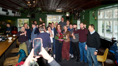 Sabine Bucher, Regierungsratskandidatin der GLP Baselland mit Kolleg:innen im Liestaler «Laufwerk»