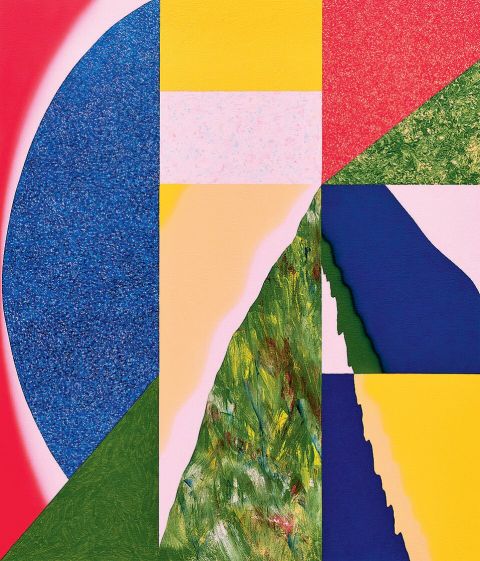 Franziska Goes, BotanicsPlants / PinkGreen, 2022, 90 × 80 cm, Acrylfarbe auf Leinwand