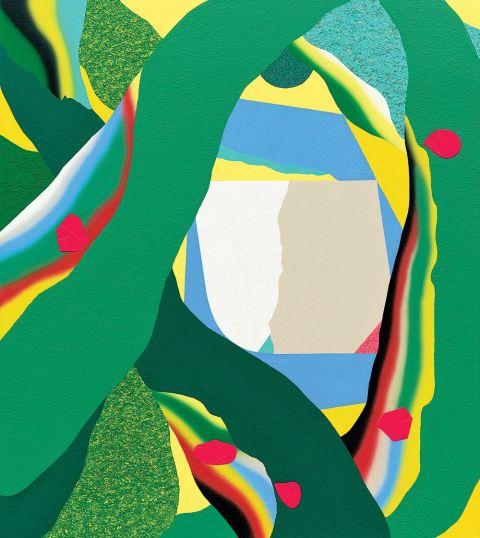 Franziska Goes, botanische Ordnung / bräunliche Laubfarbe, 2022, 140 × 120 cm, Acrylfarbe auf Leinwand