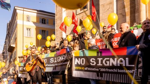 Demonstration für den Erhalt der SRG in Bellinzona 