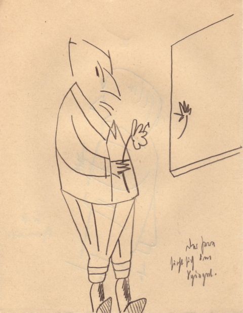 Zeichnung «Der Irre sieht sich im Spiegel» von Julius Süss