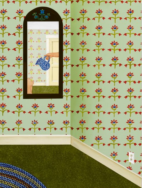 Anne Buckwalter, Drinking the Nectar, 2025, Gouache auf Holz, 61 × 45,7 cm