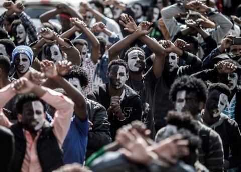 Protest der eritreeischen Diaspora in Tel Aviv