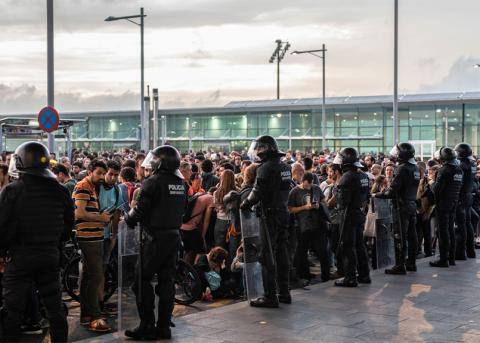 Blockade des Flughafens Prat bei Barcelona