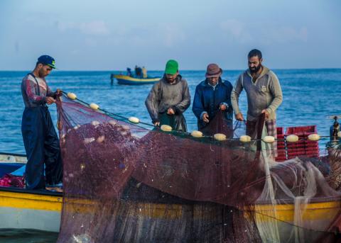 Fischer im Hafen von Gaza City