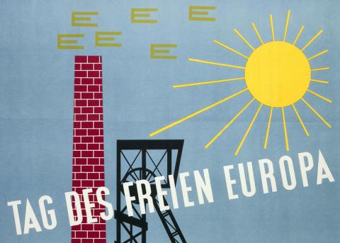 Ausschnitt aus einem Plakat der Europäischen Gemeinschaft für Kohle und Stahl, der ersten Vorläuferorganisation der EU
