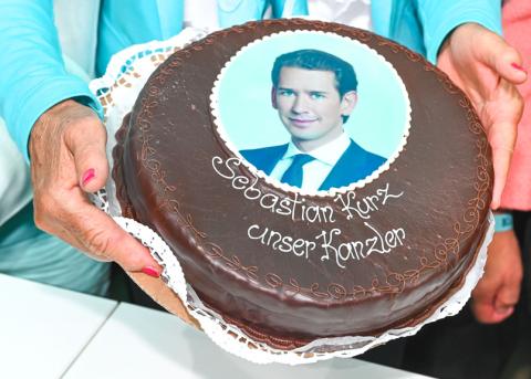 Schokotorte mit Bild von Sebastian Kurz