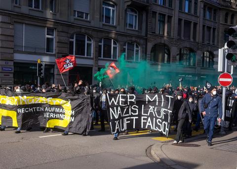 antifaschistische Kundgebung am 12. Februar in Zürich