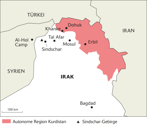 Karte der Autonomen Region Kurdistan im Nordirak