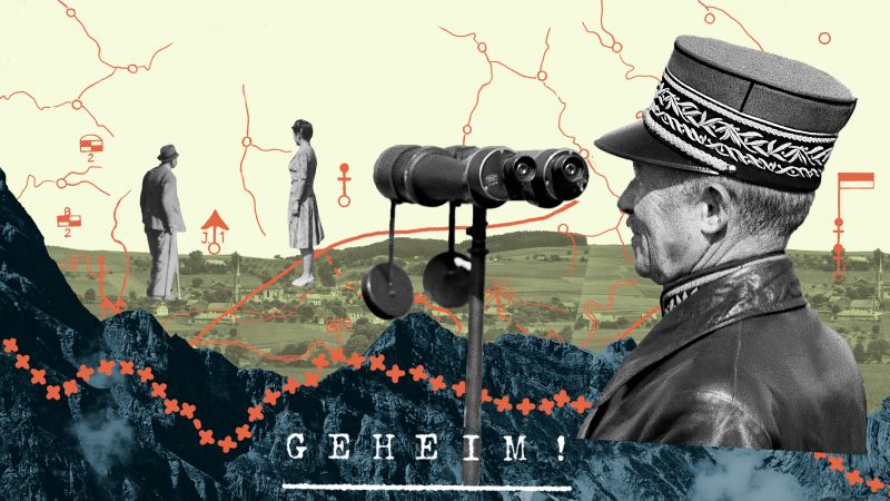 Collage von Marcel Bamert: historische Fotos und ein Ausschnitt aus einer militärischen Karte