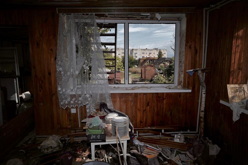 Blick in eine zerstörte Wohnung, Makariw, Region Kyjiw, September 2022