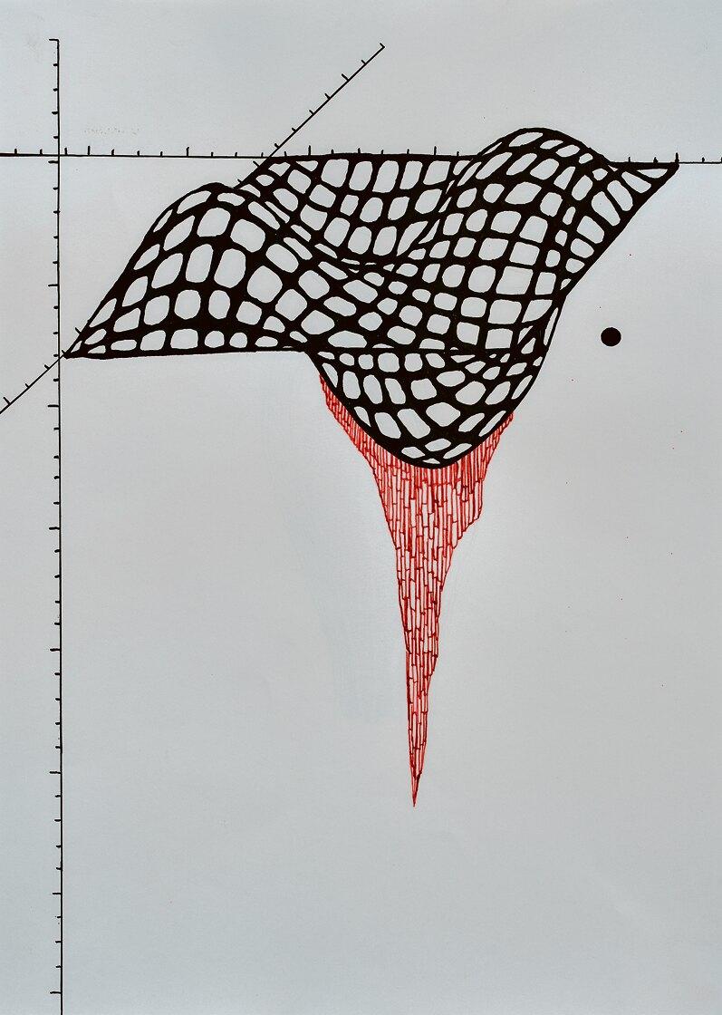 Zeichnung: Leunora Salihu, ohne Titel, 2020, Tusche auf Papier, 42 × 29,7 cm