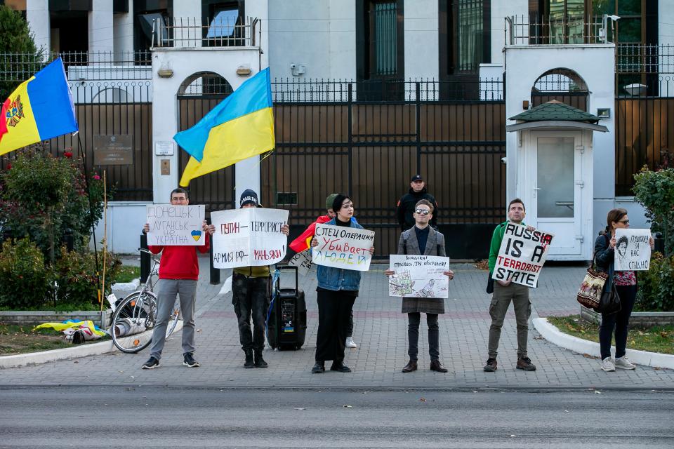 Demonstration von der russischen Botschaft in Chisinau