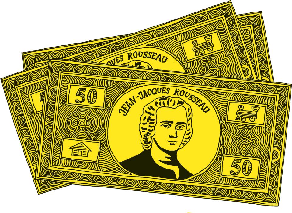 Illustration: Banknote mit dem Abbild von Jean-Jacques Rousseau