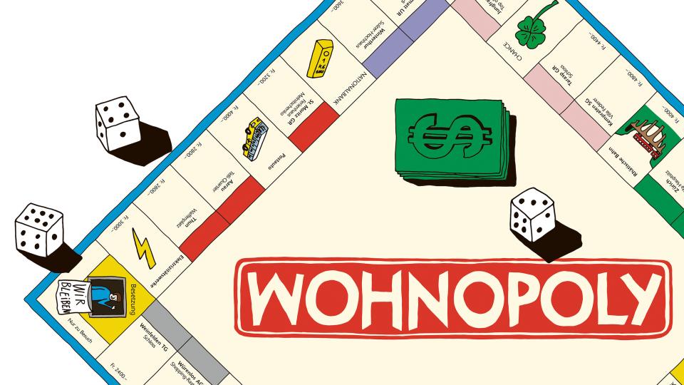 Illustration: Ausschnitt aus dem abgewandelten Spiel «Wohnopoly»