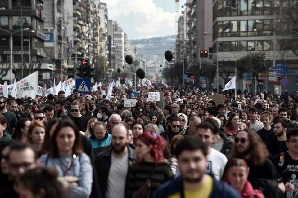 Demonstration nach der tödlichen Zugkatastrophe vom 1. März in Thessaloniki