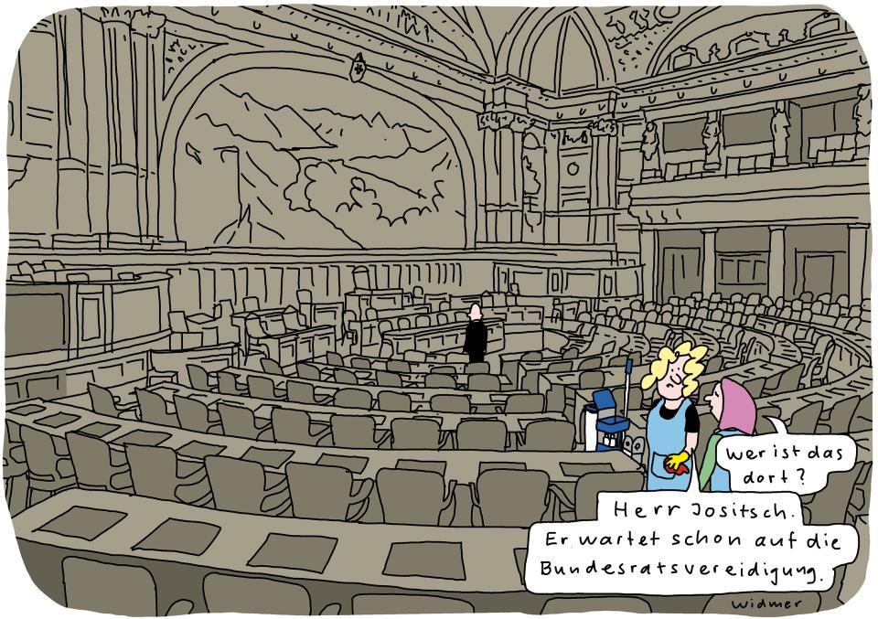 Cartoon von Ruedi Widmer zur Bundesratskandidatur von Daniel Jositsch