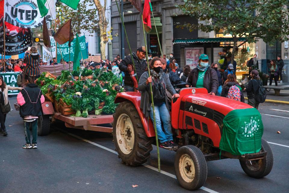 Vía-Campesina-Aktivist:innen an der Earth-Day-Demo im April 2022 in Buenos Aires