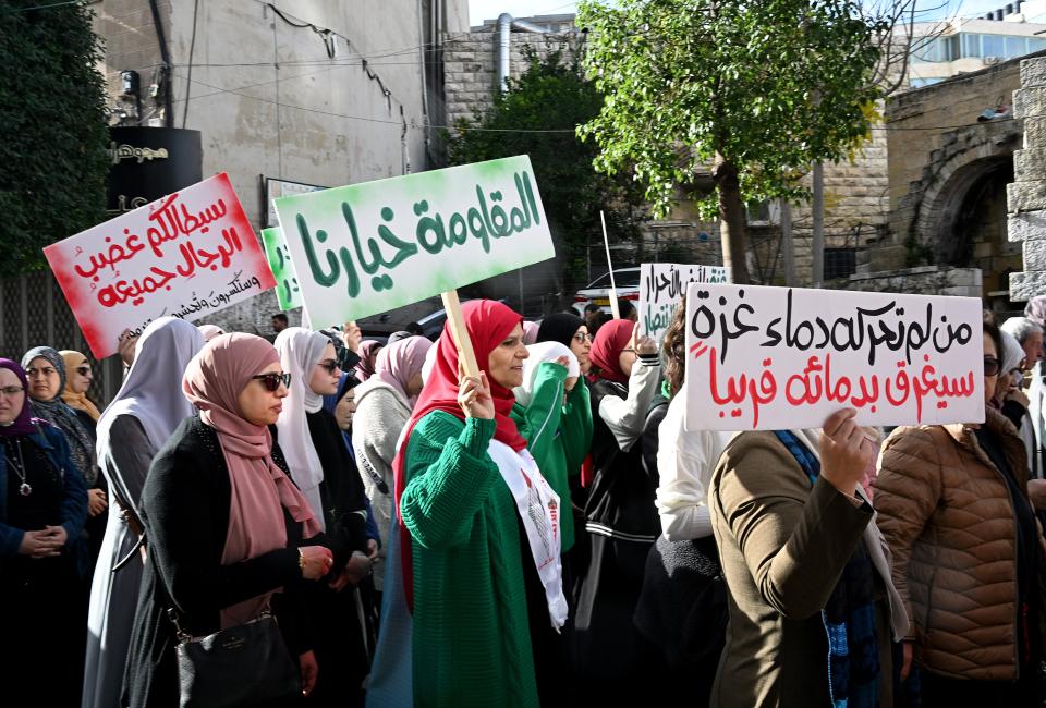 Protestierende an einer Kundgebung in Ramallah