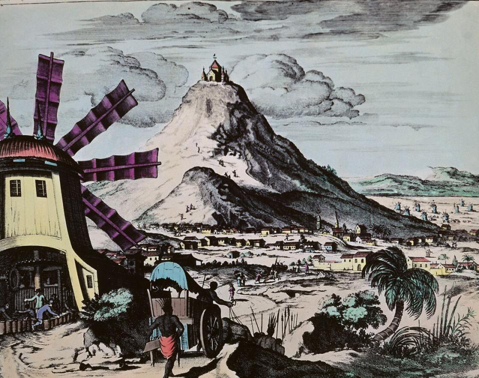 Silberberg von Potosí, Stich von John Ogilby, 17. Jahrhundert