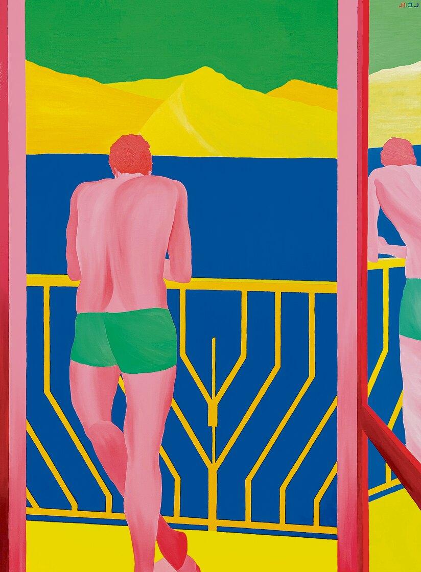 Navot Miller, Boy on Balcony Remake, 2021, Öl auf Leinwand, 200 × 150 cm
