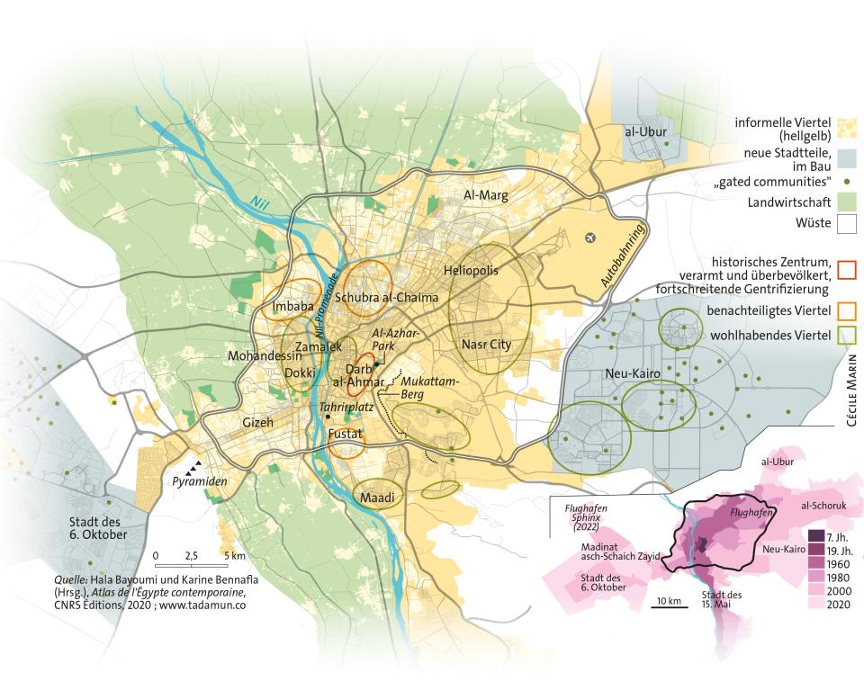 Karte der Gebiete von Kairo und Neu-Kairo