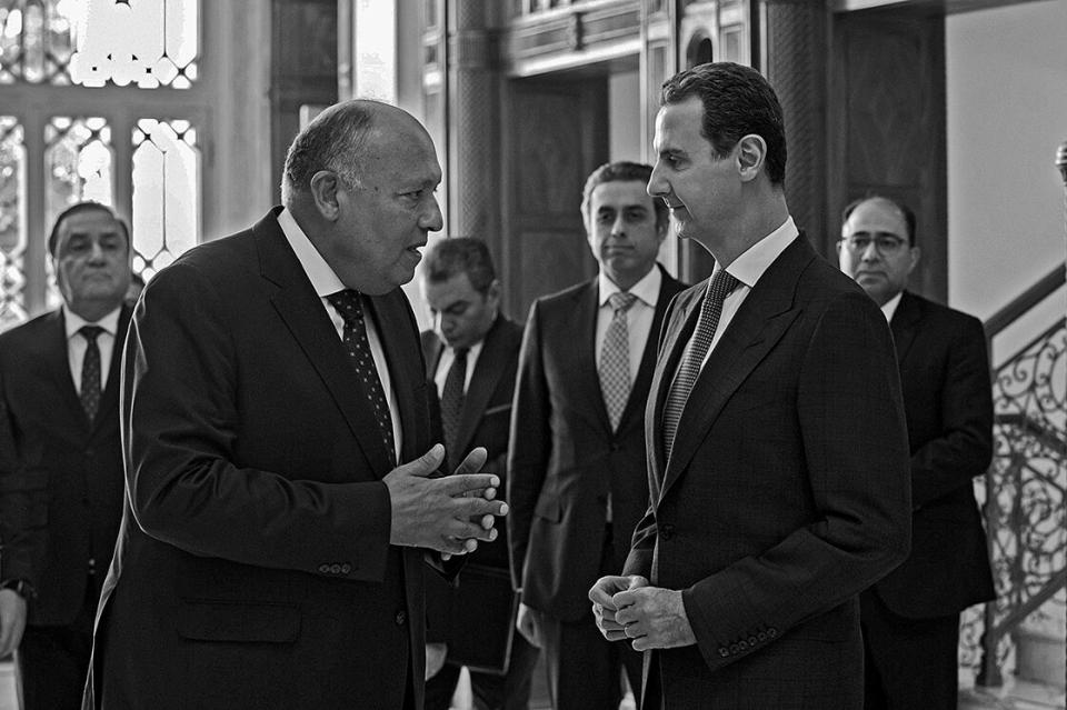 Ägyptens Außenminister Sameh Shoukry zu Gast in Damaskus, 27. Februar 2023