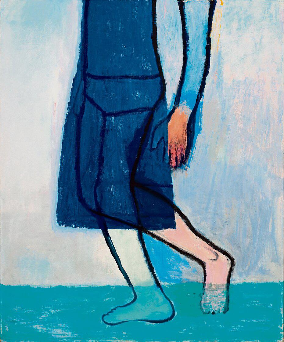 Katherine Bradford: Blue Dress, 2023, Acryl auf Leinwand, 203,2 x 172,72 cm